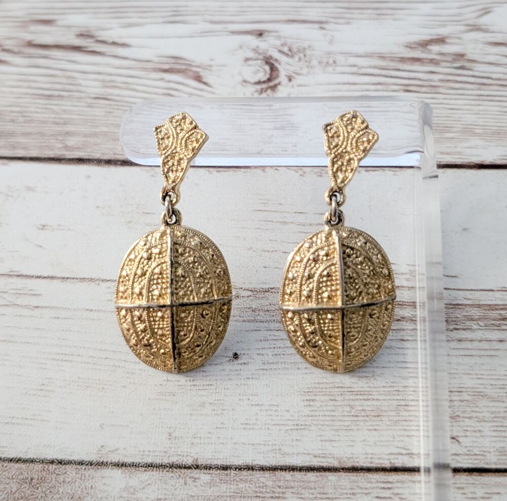Vintage Earrings for Pierced Ears Large Oval Dangle Statement